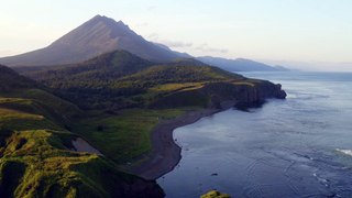 A Drone Shot of a Mountain Island