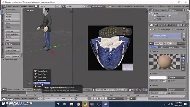tutorial memberi material pada karakter menggunakan blender 3D