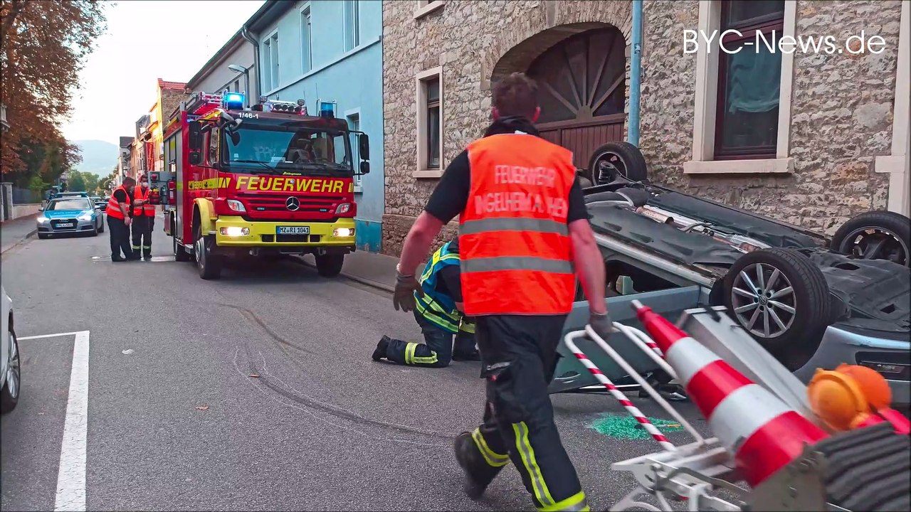 Schwerer Verkehrsunfall in der Bahnhofstraße in Ingelheim