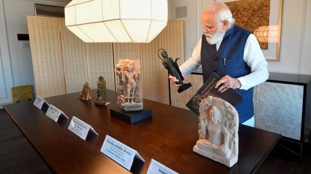 PM Modi brings home artefacts, antiquities handed over by US