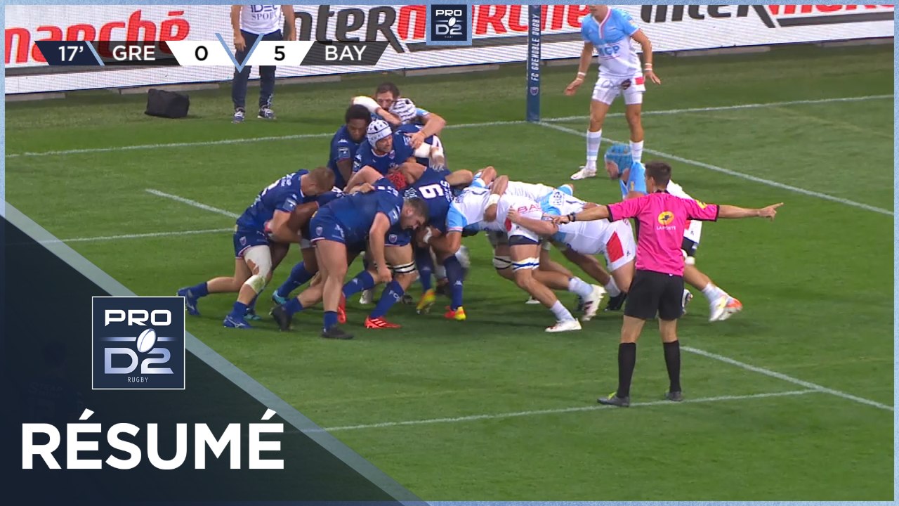 PRO D2 - Résumé FC Grenoble Rugby-Aviron Bayonnais: 13-18 - J05 - Saison 2021/2022
