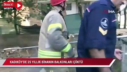 Kadıköy'de 25 yıllık binanın balkonları çöktü