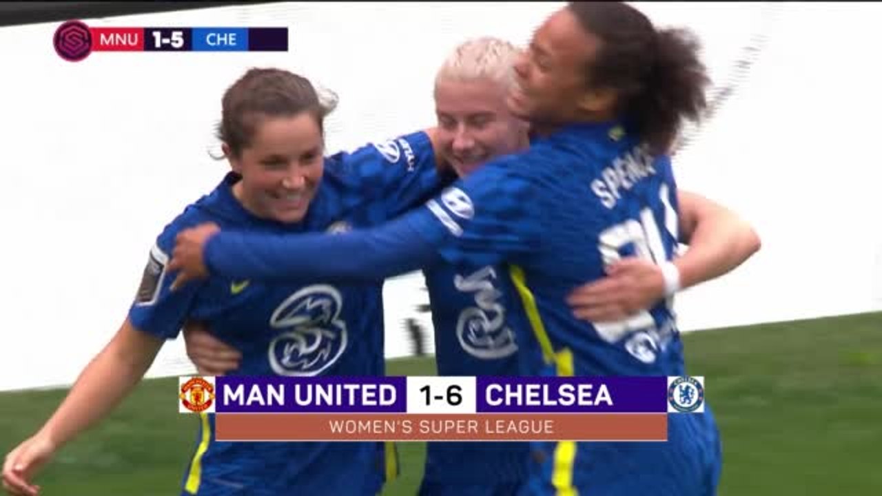 Kerr scores twice as champions Chelsea demolish Man United