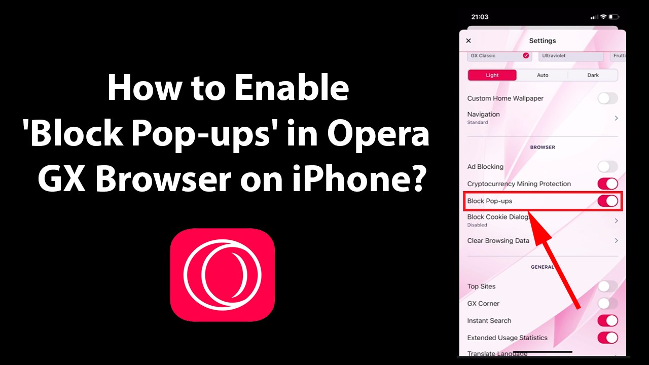 How to Enable 'Block Pop-ups' in Opera GX Browser on iPhone?