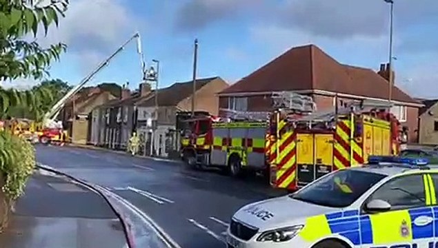 Emergency services at the scene of fire on Newbold Road, Chesterfield
