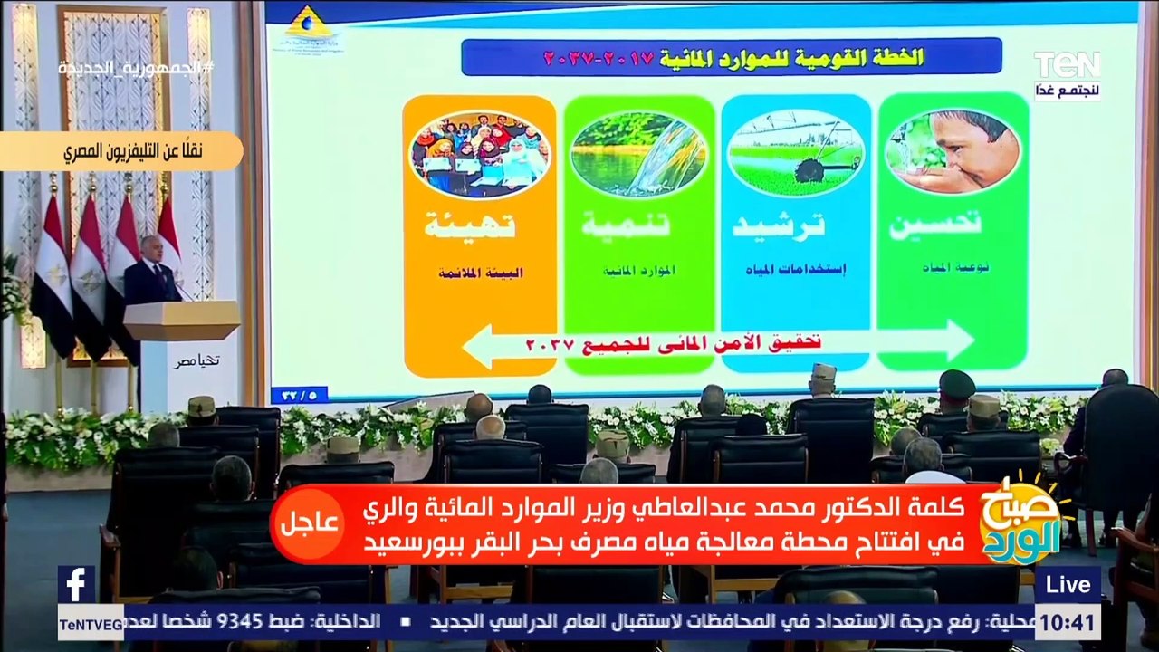 كلمة وزير الري خلال افتتاح محطة معالجة مياه مصر...