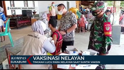 Tingkah Lucu Para Nelayan Saat Suntik Vaksin