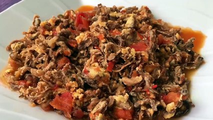 Carne deshebrada estilo Machaca con huevo Receta