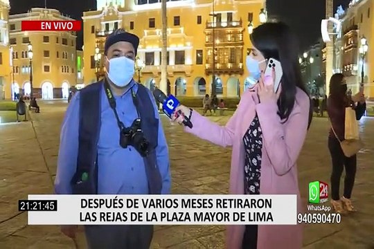 Reabren la plaza Mayor de Lima y familias disfrutan de paseos nocturnos