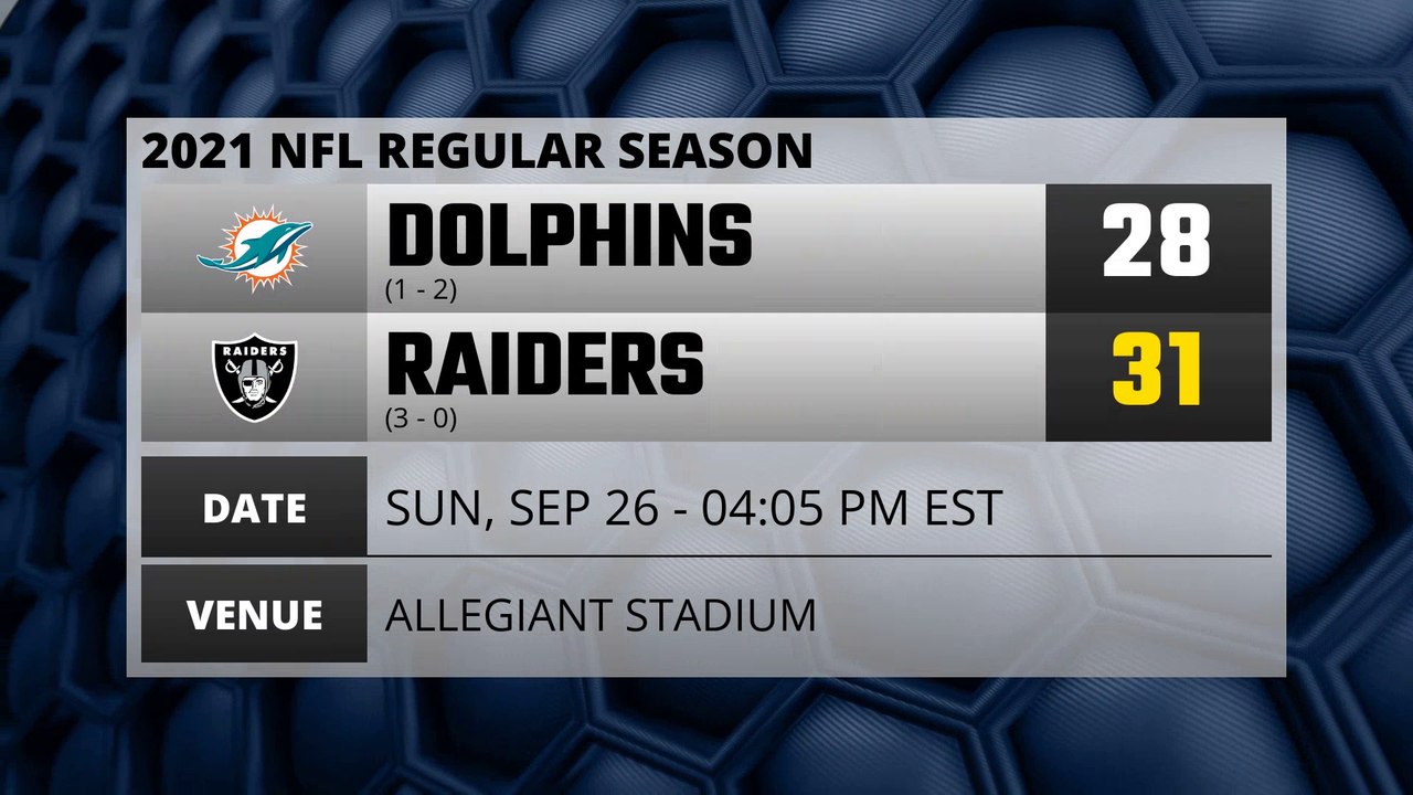 Dolphins @ Raiders Game Recap for SUN, SEP 26 - 04:05 PM EST