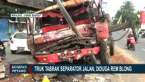 Truk Crane Hilang Kendali dan Tabrak Pembatas Jalan, Diduga Akibat Rem Blong!