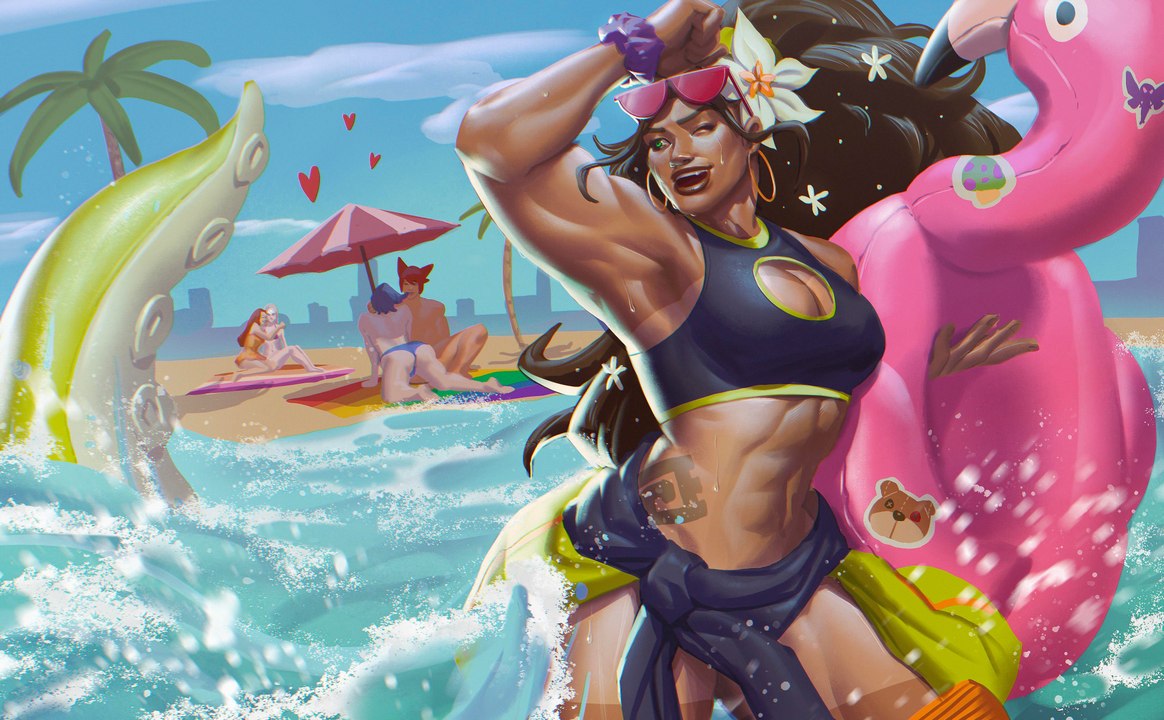 LoL: Fanart de Illaoi Curtindo o Verão está pronta para dar um salto de fé no mar