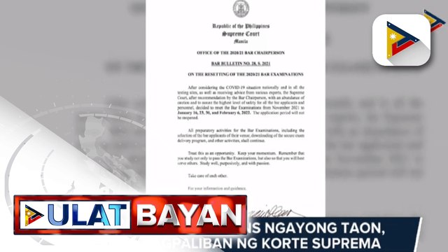 Express Balita: Bar examinations ngayong taon, ipinagpaliban ng Korte Suprema; pagbibigay ng amnestiya sa ilang rebeldeng grupo, tinalakay sa Senado