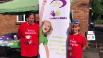 Sarah and Grace McElhinney at Grace's first fundraising stall for Wave 105’s Cash for Kids appeal