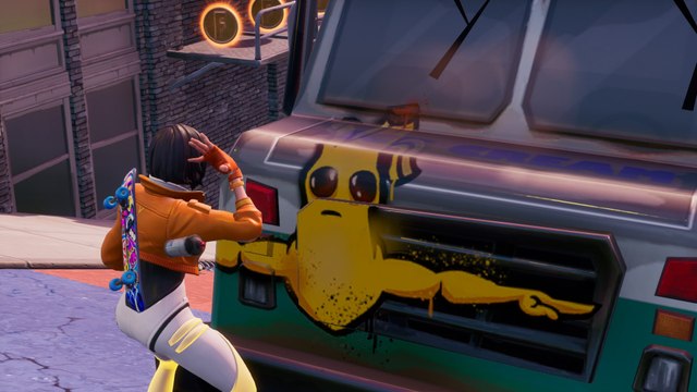 Fortnite : utiliser un aérosol sur le camion de glace, défi virée urbaine
