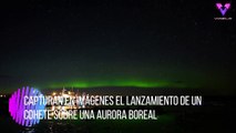 Capturan en imágenes el lanzamiento de un cohete sobre una aurora boreal