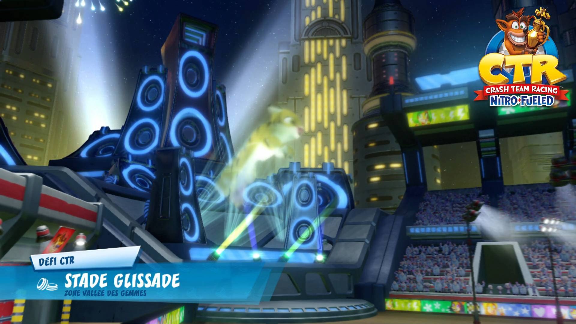 ⁣Défi lettres CTR - Stade Glissade : guide Crash Team Racing Nitro-Fueled