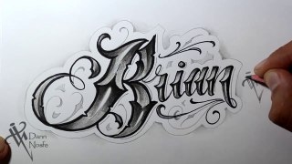 ‍♂️ Dibujando lettering BRIAN Tattoo LETTERING Fancy Chicano lettering TATUANDO TATUAJES de LETRAS