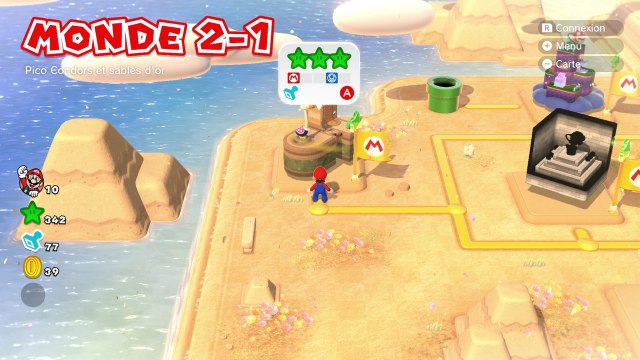 2-1 soluce Mario 3D World : Étoiles vertes et sceau, tampon