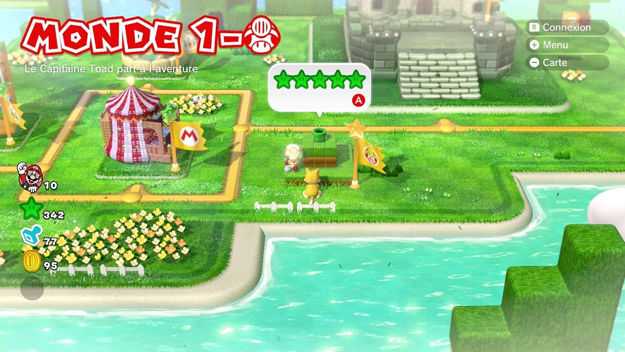 Capitaine Toad, soluce Mario 3D World : Étoiles vertes du monde 1