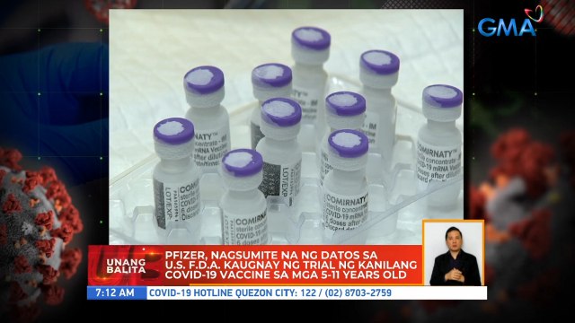 Pfizer, nagsumite na ng datos sa US FDA kaugnay ng trial ng kanilang COVID-19 vaccine sa mga 5-11 years old | UB
