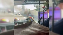 ABD'de polis, otoyolda yanan araçtan sürücüyü böyle kurtardı