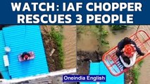 Maharashtra: IAF Mi-17 helicopter rescues 3 people stranded in flooded Latur village | Oneindia News