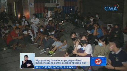 Mga gustong humabol sa pagpaparehistro bukas, maagang pumila sa labas ng isang mall | Saksi