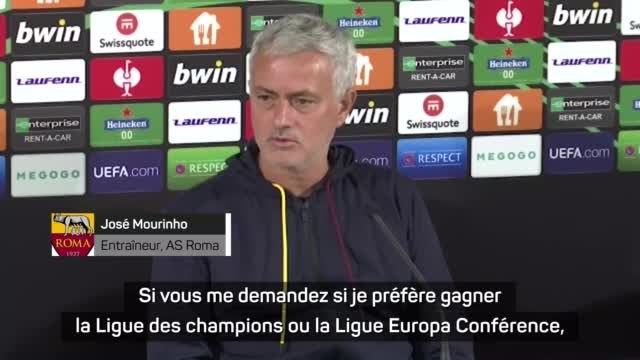 AS Rome - Mourinho : Si vous me demandez de choisir entre la Ligue des champions ou la Ligue Europa Conférence...