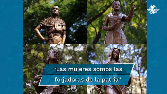 Sheinbaum devela nuevas esculturas del Paseo de las Heroínas en Reforma