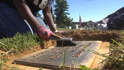 Cleaning up a weather-worn cemetery