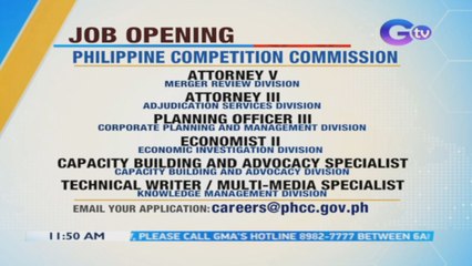 Job openings sa Philippine Competition Commission | BT