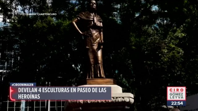 Sheinbaum devela cuatro esculturas en Paseo de las Heroínas