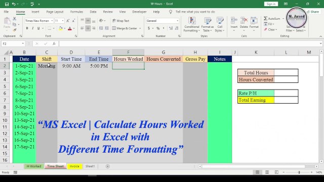 How to Make Time Sheet and Create Invoice in Excel