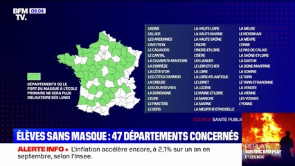 Download Video: Dès lundi, le port du masque ne sera plus obligatoire pour les élèves de primaire dans 47 départements