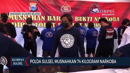 Polda Sulsel Musnahkan 74 Kilogram Narkoba