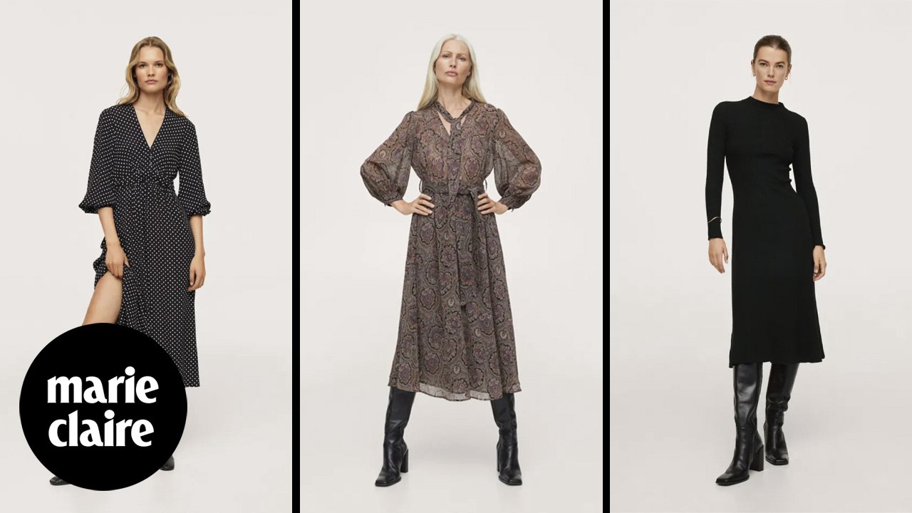 10 vestidos largos y midi de Mango que podrás llevar con todas las botas