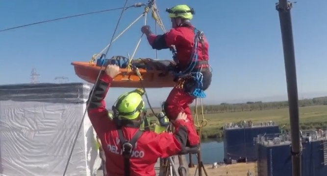 San Giorgio di Nogaro (UD) – Vigili del Fuoco, prove di soccorso in nave in costruzione (30.09.21)