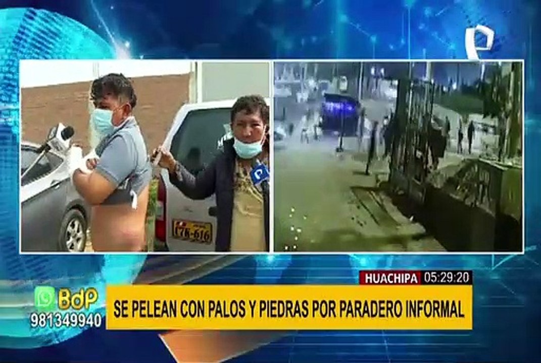 Con bates y hasta con un machete se pelean por el control de un paradero en Huachipa