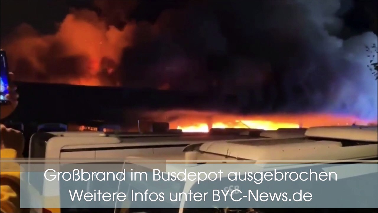 Großbrand in einem Busdepot in Stuttgart