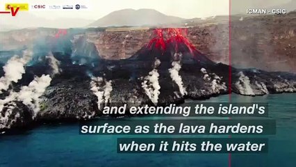 Drone Footage Captures Hot Lava Stream Spilling Into Sea in Spain