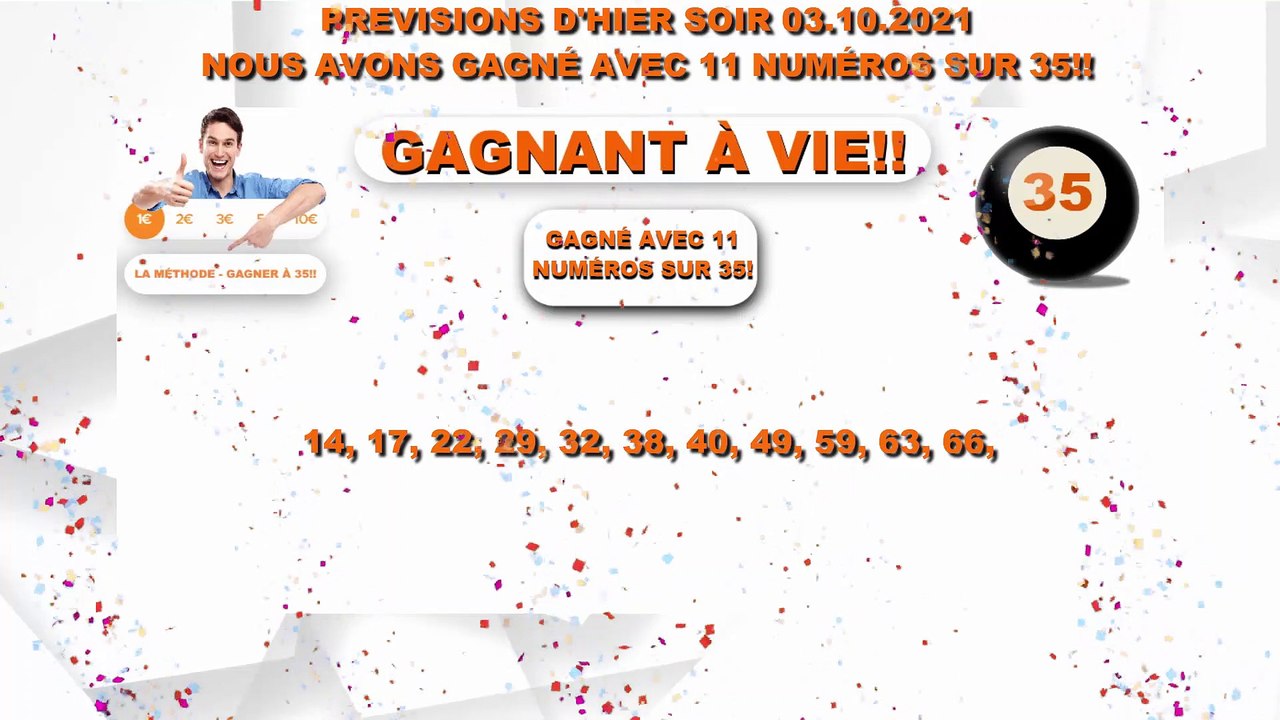 Gagner au Keno! Tirage à soir 04.10.2021 Gagner de l’argent la methode garanti à 100% Gagnant a vie!