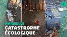 À cause des inondations, des rues de Marseille transformées en rivières de déchets