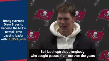 Emotional Brady pays tribute to team-mates after breaking passing yards record