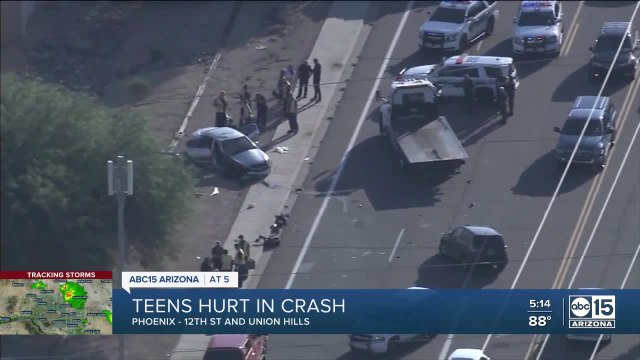 Teens hurt in crash near 12th Street and Union Hills Drive