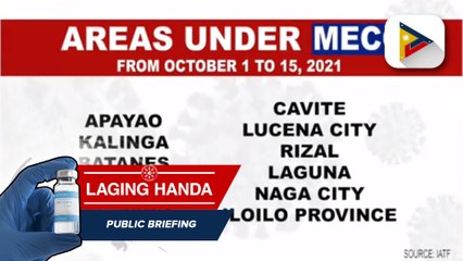 Ilang lugar sa bansa, isasailalim sa MECQ mula October 1 to October 15; ilang lugar sa bansa, isasailalim sa GCQ with heightened restrictions mula October 1 to October 31