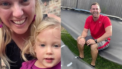 ''Dada, Stop!' Epic trampoline fail shows man crashing through the mat'