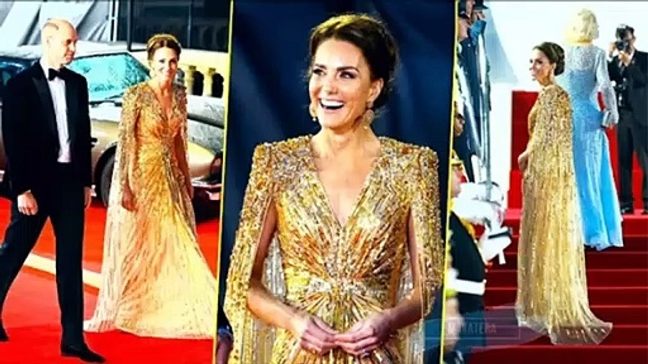 Duchess Kate DAZZLED In A Gold Gown As She STEAL SHOW At James Bond Premiere with William