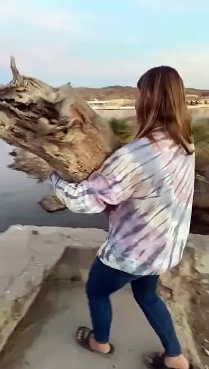 Elle tombe en jetant un tronc d'arbre