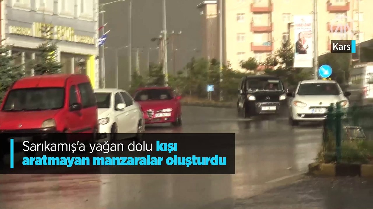 Sarıkamış'a yağan dolu kışı aratmayan manzaralar oluşturdu